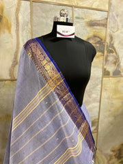 Steel Blue Cotton Saree