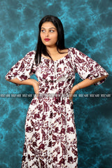 Off-shoulders Midi Dress - printed