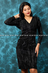 Bodycon Pleat Detail Dress Black