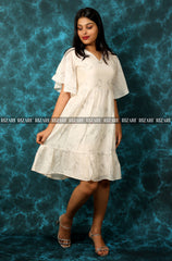 Fit and Flare Dress with Flutter Sleeves