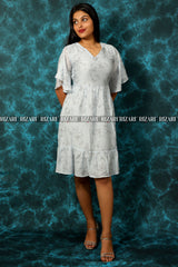 Fit and Flare Dress with Flutter Sleeves