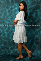 Fit and Flare Dress with Flutter Sleeves