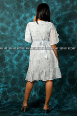 Fit and Flare Dress with Flutter Sleeves