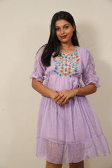 Dress with Front Embroidery