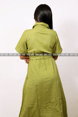 Button Down Dress with Belt- Shirt Collar