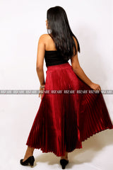 Pleated Satin Skirt