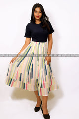 Multicolor Chiffon Mid length Skirt