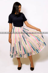 Multicolor Chiffon Mid length Skirt