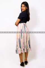 Multicolor Chiffon Mid length Skirt