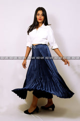 Pleated Satin Skirt