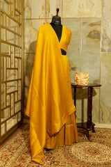 Yellow Banarasi Soft Silk Saree with all over brocade pattern in matt Gold jari