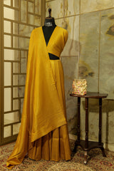 Yellow Banarasi Soft Silk Saree with all over brocade pattern in matt Gold jari