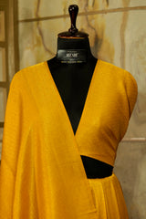 Yellow Banarasi Soft Silk Saree with all over brocade pattern in matt Gold jari