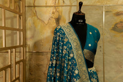 Teal Shade Banarasi Silk Saree