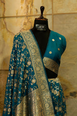 Teal Shade Banarasi Silk Saree