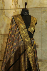 Kanjivaram Grey Ikat Pure Silk Handwoven Kanjivaram Saree