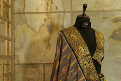 Kanjivaram Grey Ikat Pure Silk Handwoven Kanjivaram Saree