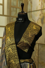 Kanjivaram Grey Ikat Pure Silk Handwoven Kanjivaram Saree