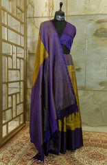 Olive shade Kanjivaram Hand Woven Pure Silk