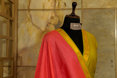 Pink and olive green Pure Silk Kanjivaram