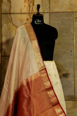 Pearl White Pure Silk Kanjivaram Saree