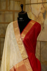 Pearl White Pure Silk Kanjivaram Saree