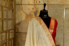 Pearl White Pure Silk Kanjivaram Saree