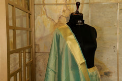 Turquoise Tissue Saree