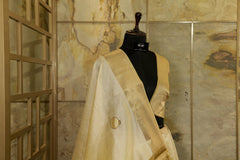 Off White Tussar Silk Saree with Embroidery work - Matka Motif