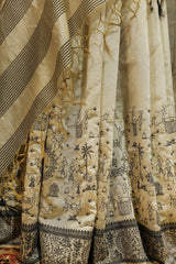 Off white Tussar Saree with Warli Embroidery