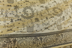 Off white Tussar Saree with Warli Embroidery