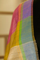 Red onion color block pattern Raw silk saree