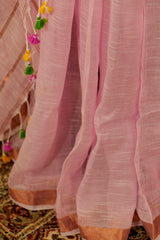 Pink Linen with Copper Jari border