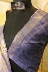 Canary Yellow & Purple Tussar Ghicha Jari border