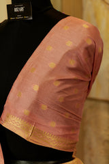 Pastel Peach Banarasi Saree with Jari border and buttas