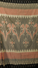 Grey Pink handwoven Pochampalli with contrast black Pallu and border