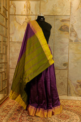 Arani Pattu saree with contrast green border and blouse piece