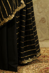 Black Saree with sequin all over Bollywood trending pattern