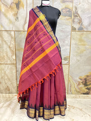 Onion Pink Cotton Saree