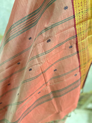 Pink Brown Cotton Saree with Jari Border