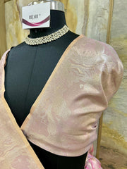 Pink Silk Saree with Birds Motifs