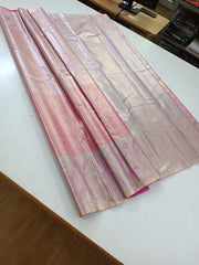 Pink Silk Saree with Birds Motifs