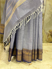 Steel Blue Cotton Saree