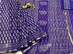 Kota Doria Block Printed Sarees