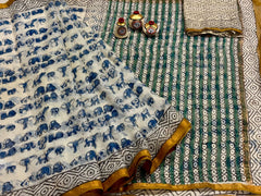 Kota Doria Block Printed Sarees