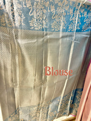 Silk Saree with Unique Birds Motifs in Pastel shades