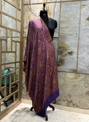Kashmir Treasures Kani Jamawar work Modal Silk Stole - Magenta