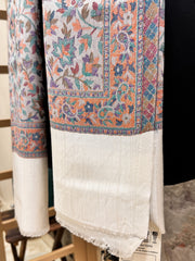 Kashmir Treasures Kani Jamawar work Modal Silk Stole - Off-White