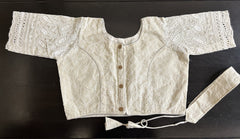 Pure Hakoba Off White Non-padded Blouse with free Belt