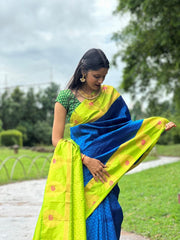 Ultramarine Blue Pure Silk Kanjivaram